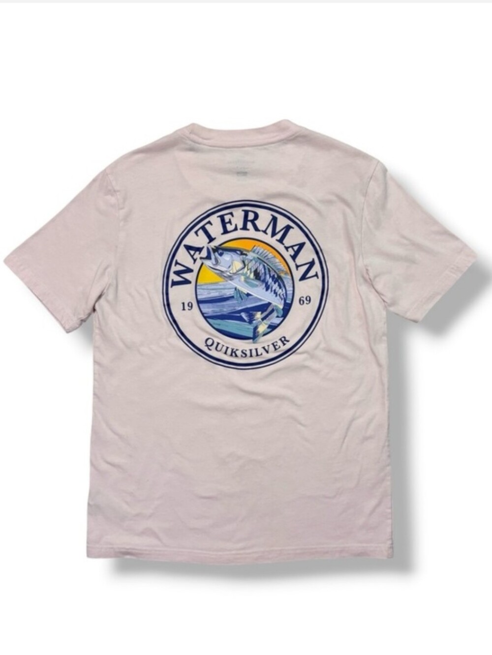 QUIKSILVER Pink Waterman Gentleman Graphic Tee Size Small